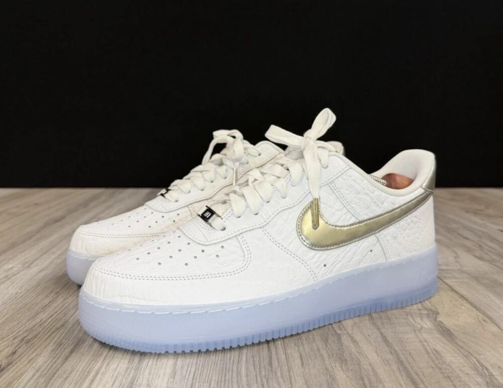 Nike Air Force 1 07 Low White Croc Blue Tint Chrome IR1981-100 Mens Size 10 NEW